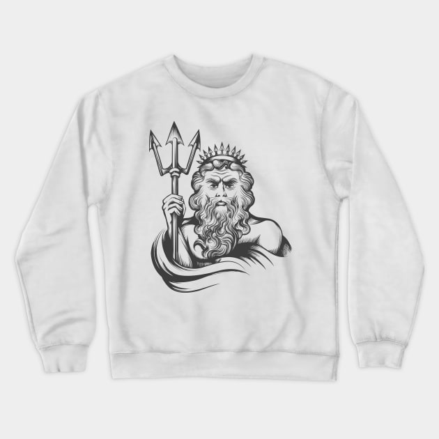 Neptune with Trident Crewneck Sweatshirt by devaleta